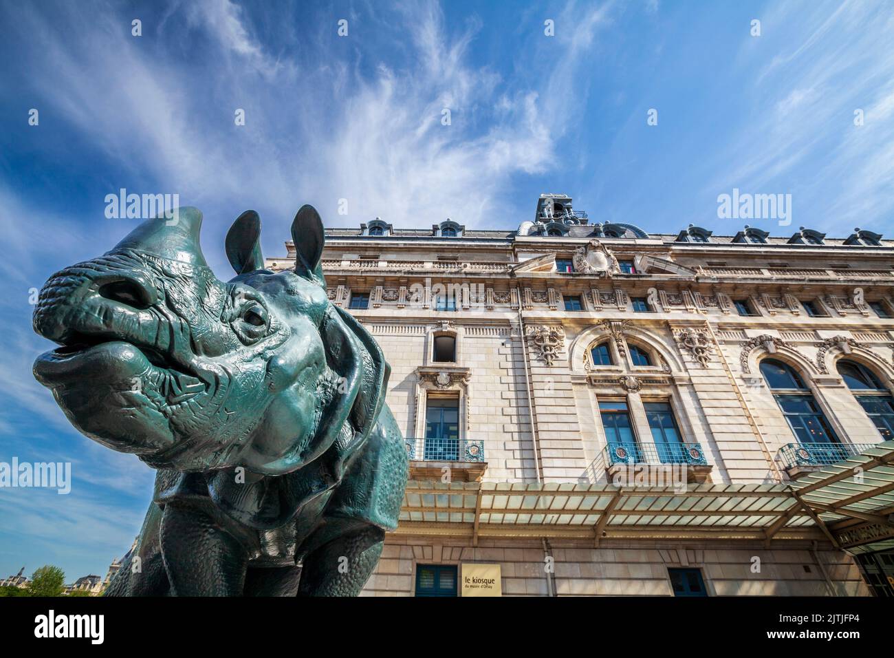 A Rhinoceros sculpture outside the Musee d'Orsay, Paris Stock Photo