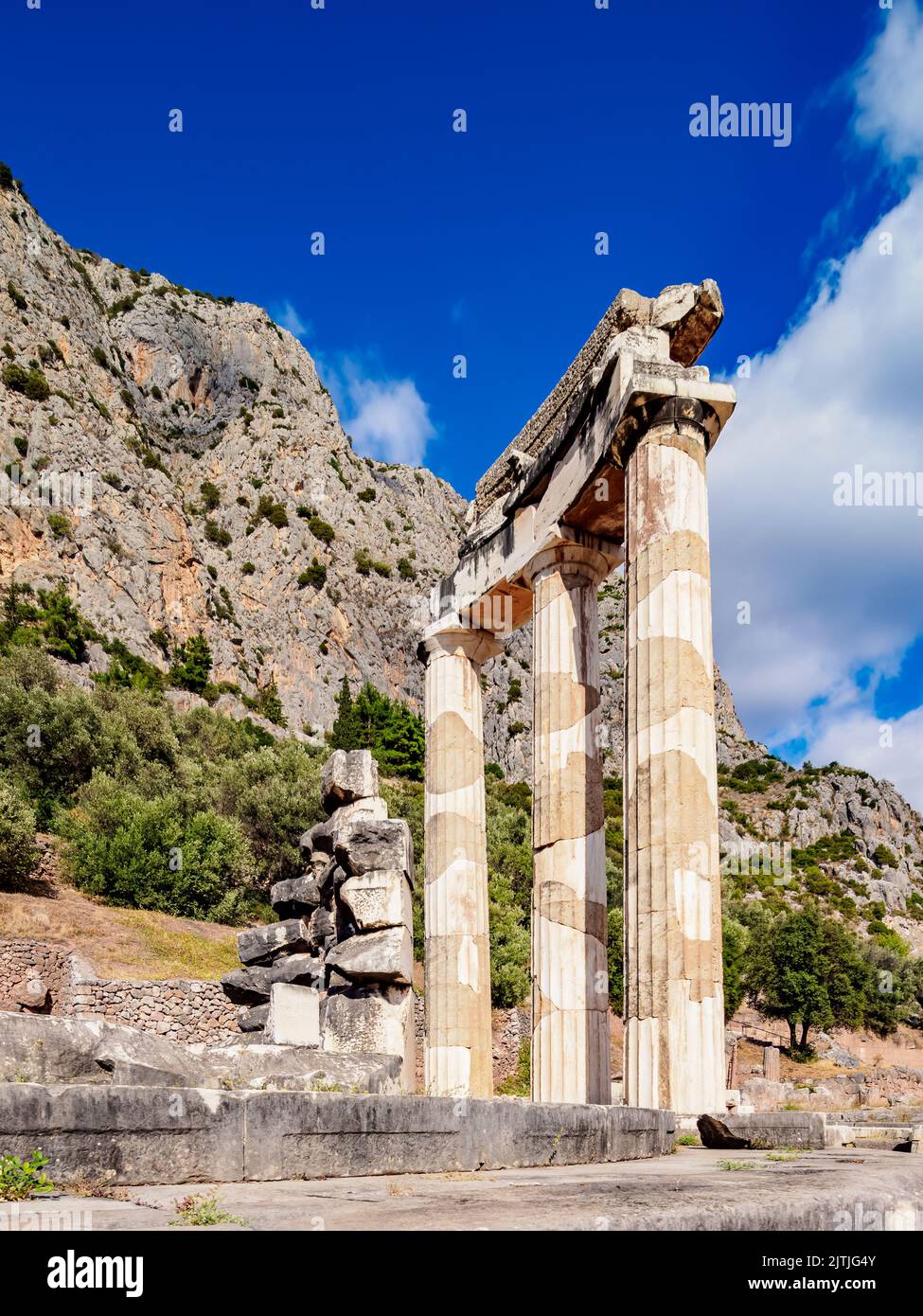 Tholos of Delphi, Temple of Athena Pronaia, Delphi, Phocis, Greece Stock Photo