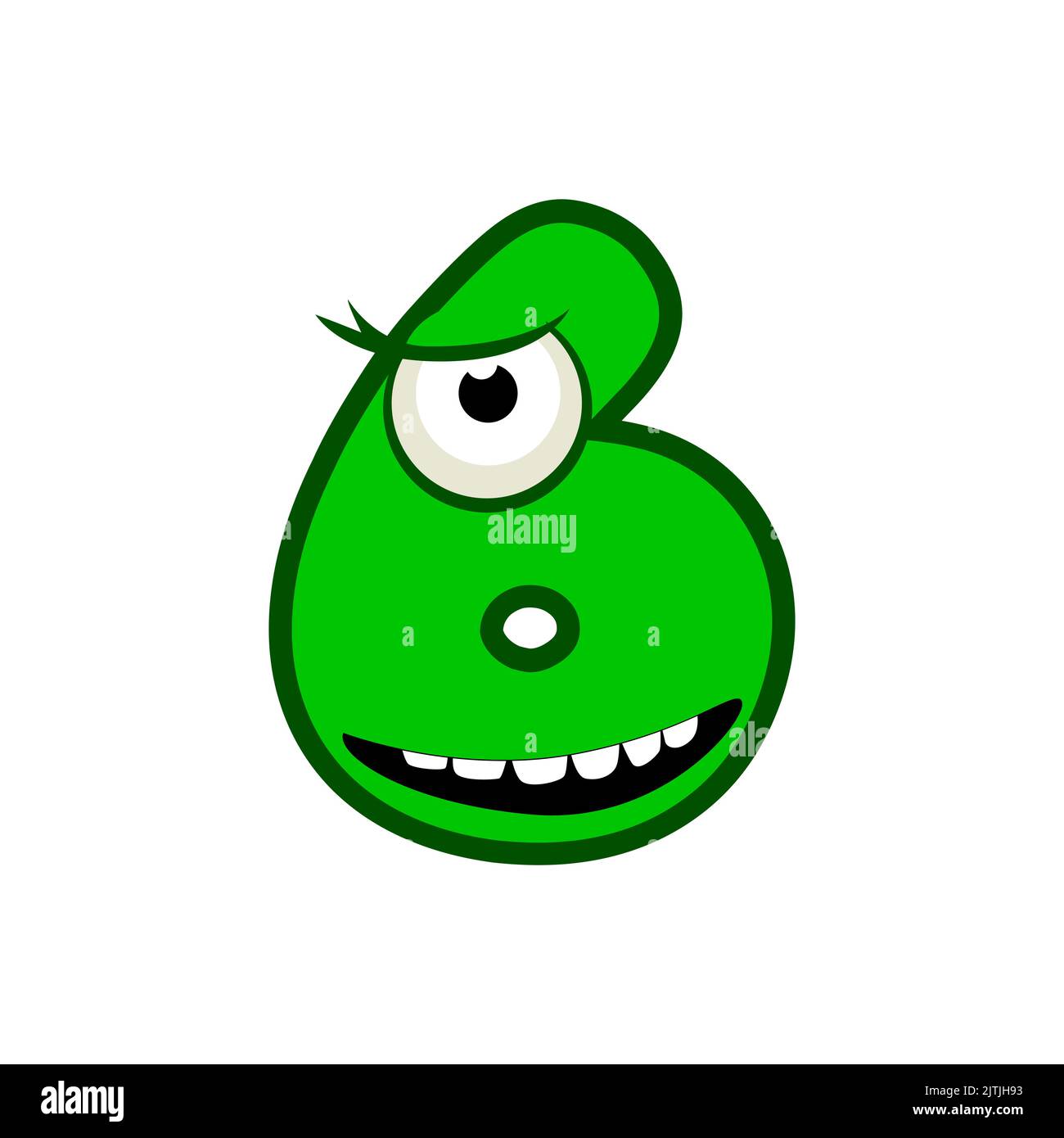 Cartoon Character Number Six Monster, vector numerical 6. Stock Vector