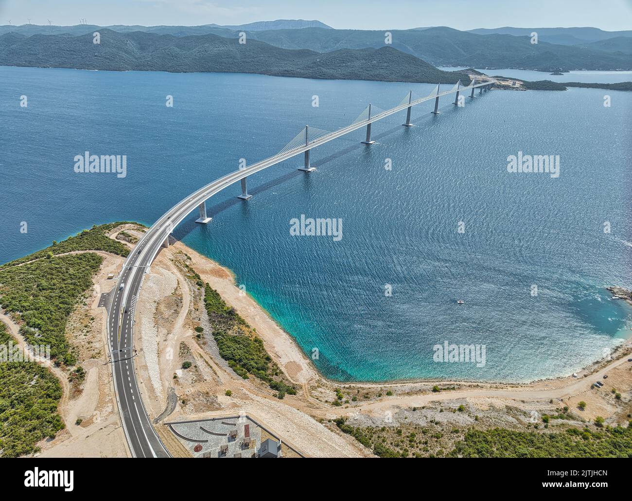 The Peljesac bridge connects the mainland with the peninsula Stock Photo