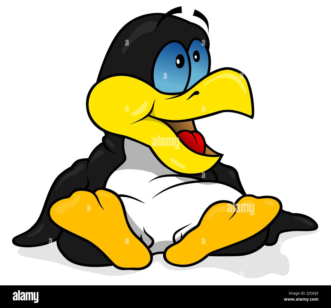 Penguin with Yellow Beak and Blue Eyes Stock Vector Image & Art Alamy