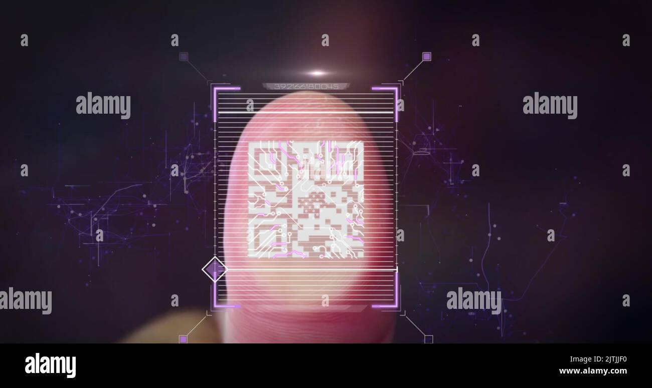 Image of data processing and qr code over server room Stock Photo - Alamy