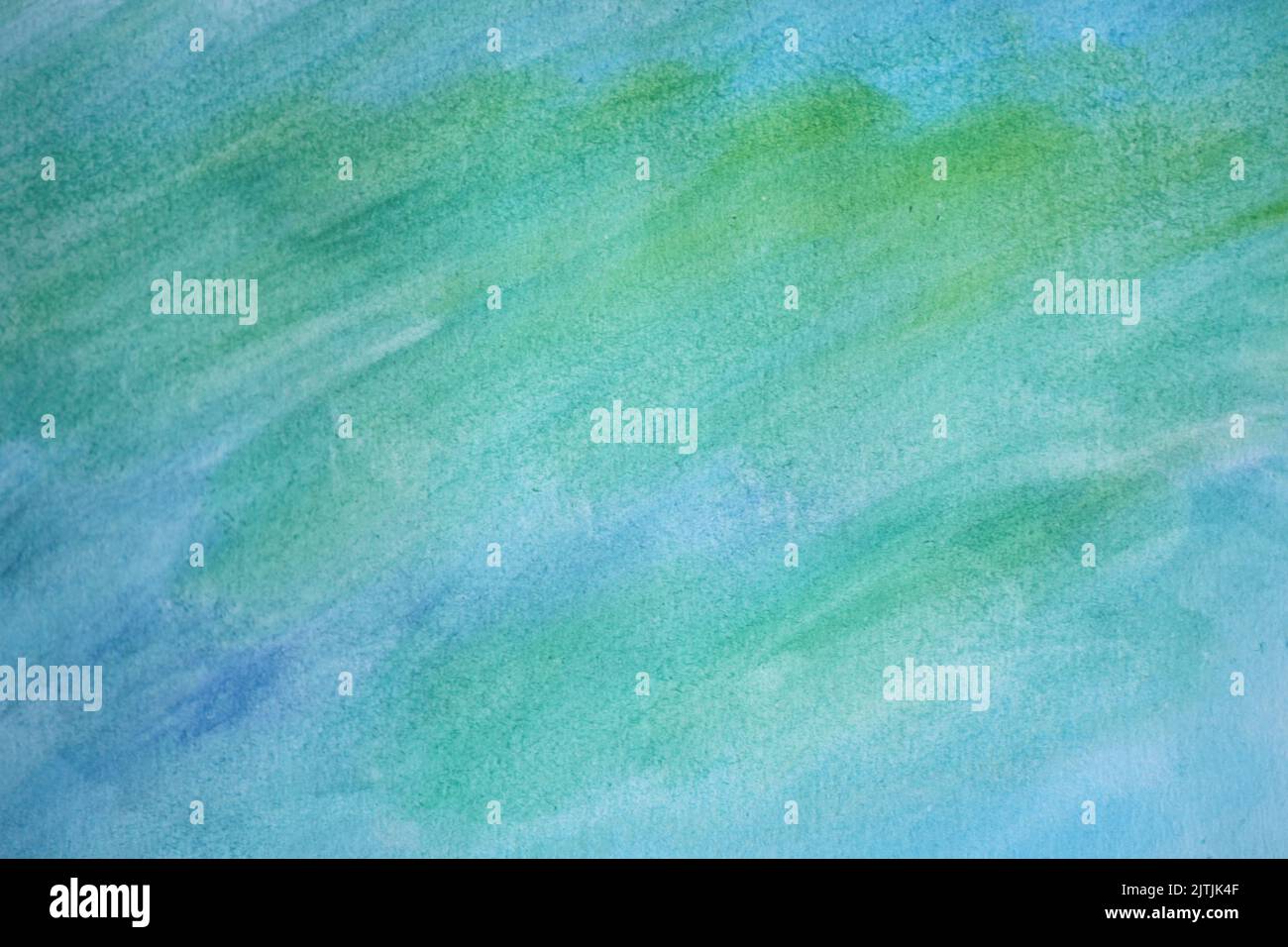 Pastel abstract background with blue green watercolor paints. Stock Photo