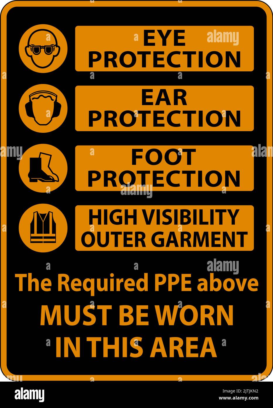 PPE Must Be Worn In This Area Sign Stock Vector