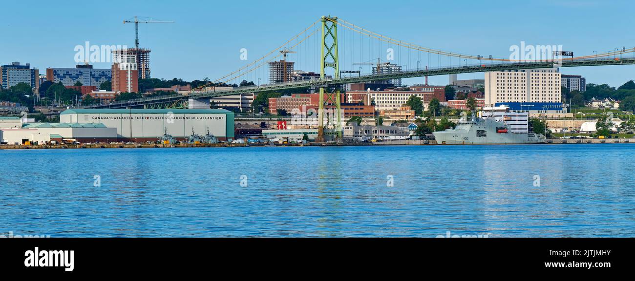Halifax is the headquarters of the Atlantic Fleet.  The Navy Base is located on the Halifax waterfront. Stock Photo