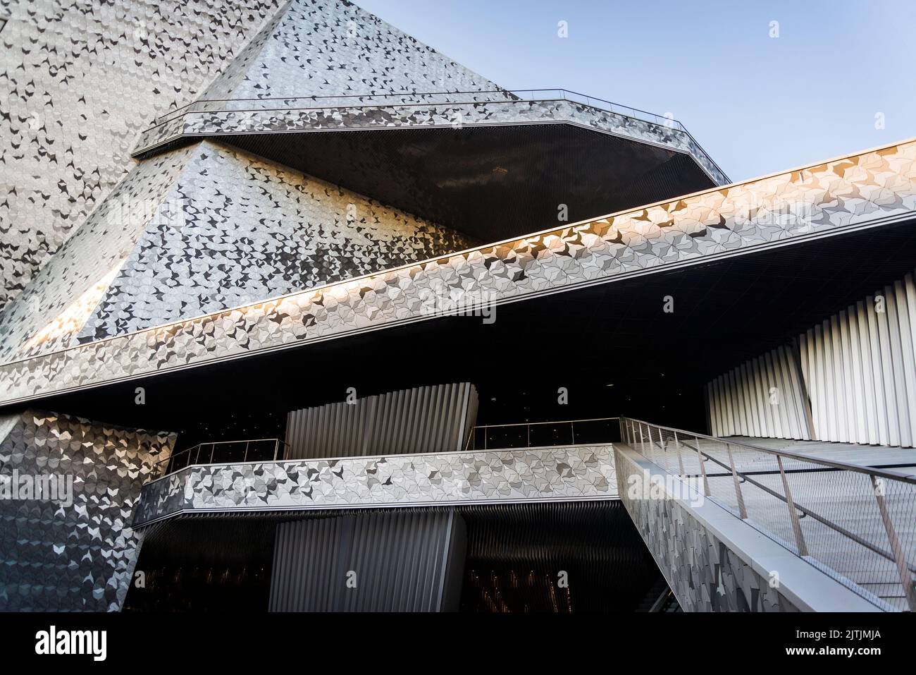 Philharmonie de Paris, a complex of concert halls featuring the symphonic concert hall of 2,400 seats designed by Jean Nouvel and opened in January 20 Stock Photo