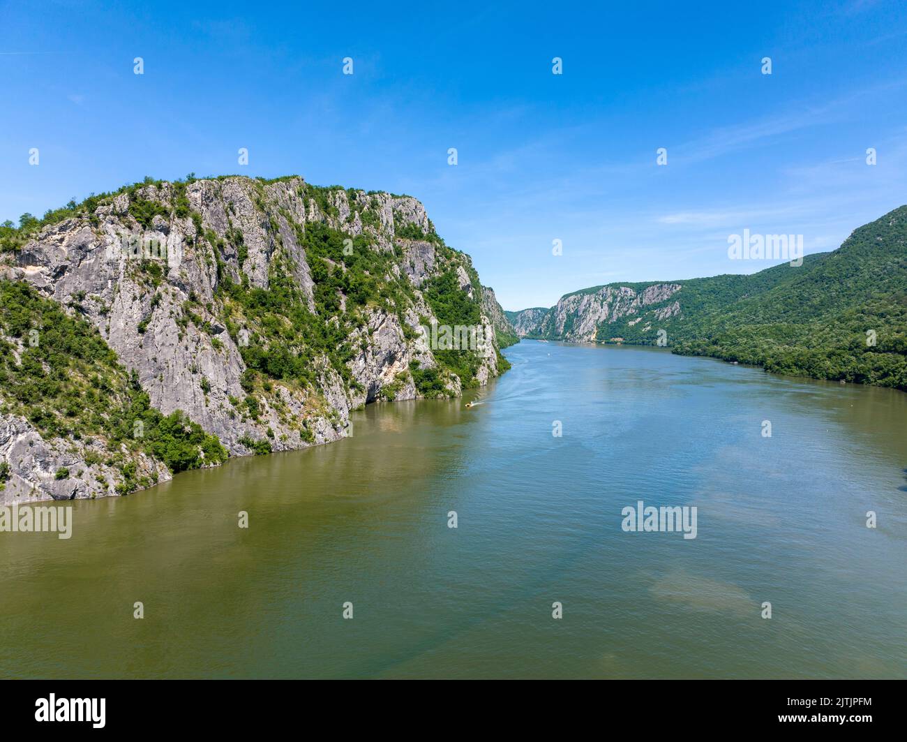 Danube Gorges Landscape Views - shot using drone Stock Photo