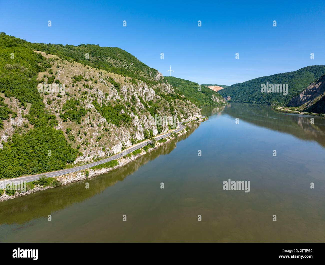 Danube Gorges Landscape Views - shot using drone Stock Photo