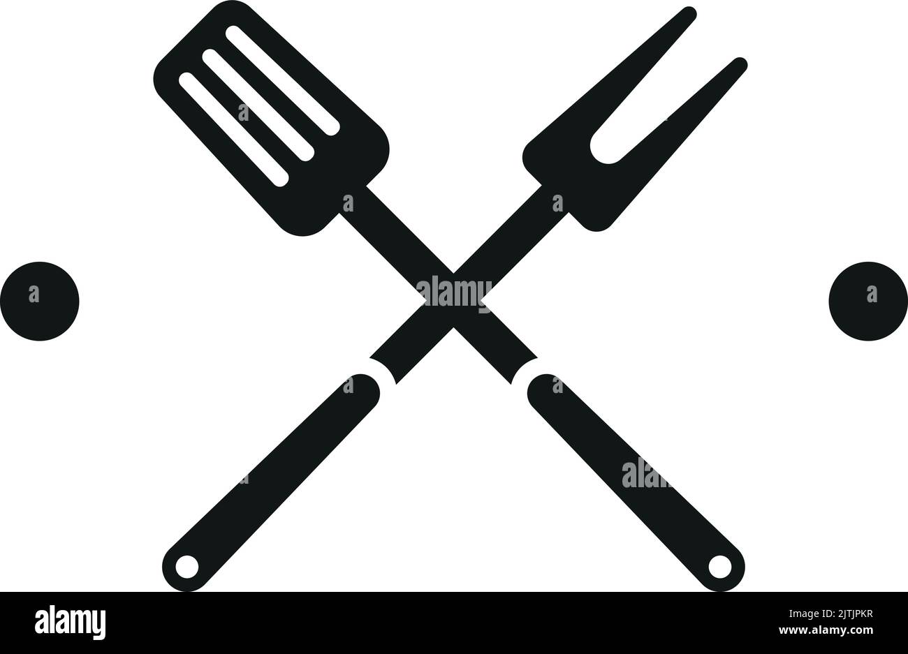Crossed grill fork and spatula. Barbecue black logo Stock Vector Image ...