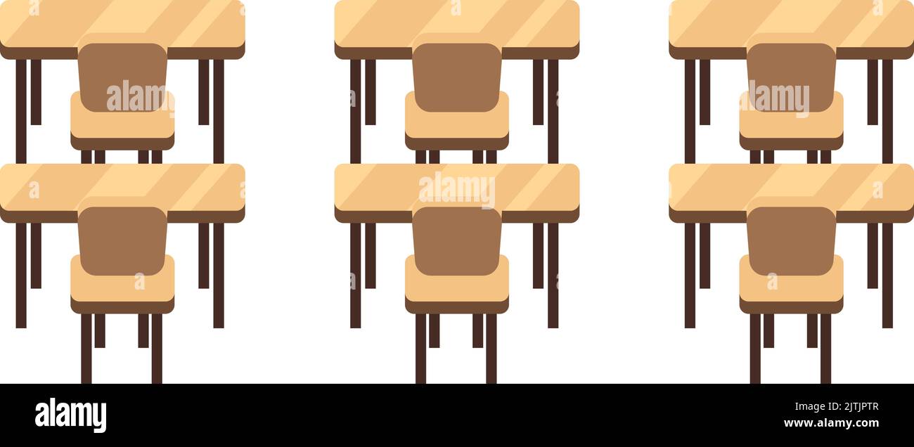 Classroom tables. Wooden furniture for study room Stock Vector Image