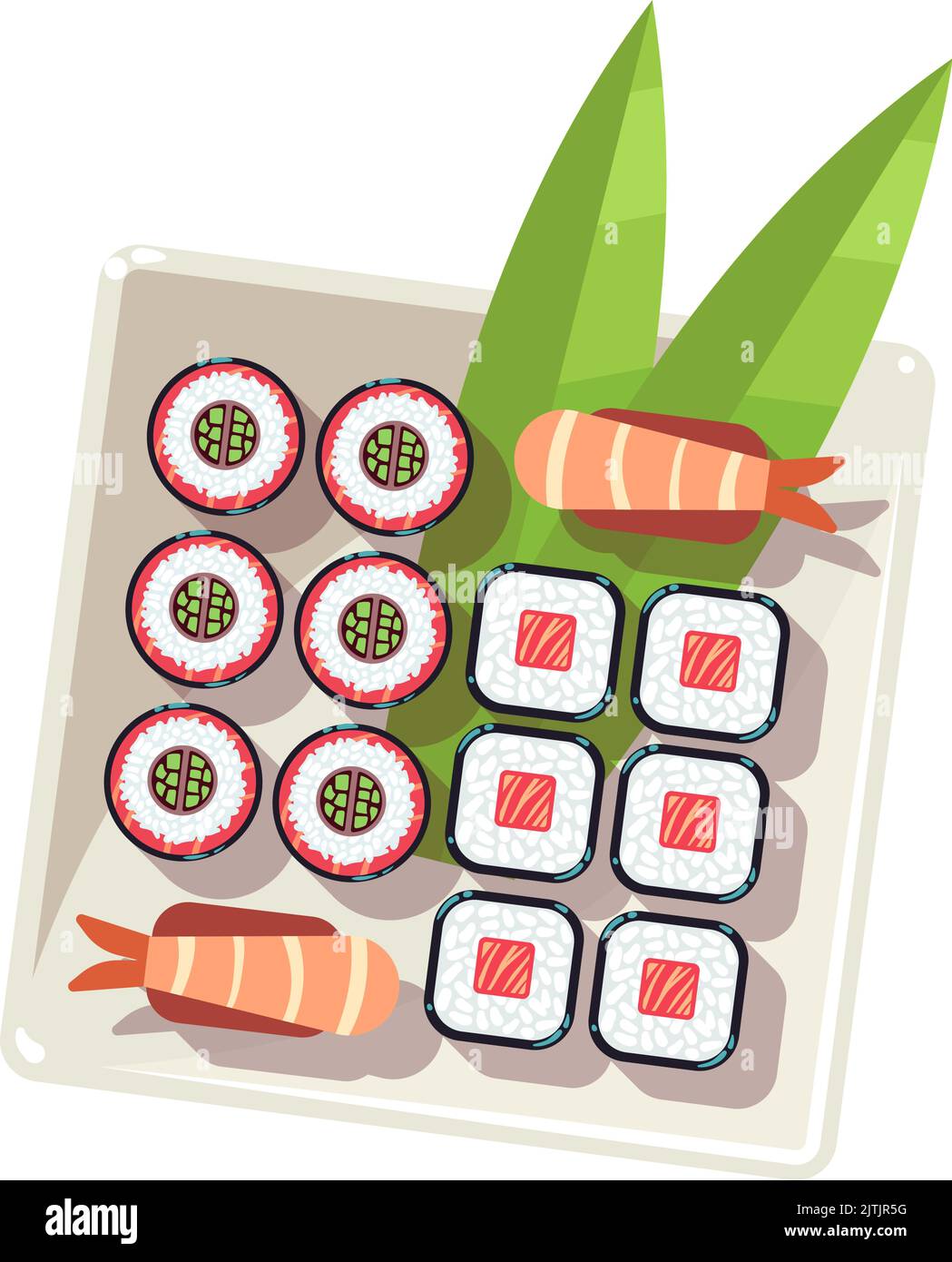 Sushi plate top view. Traditional asian dish Stock Vector Image & Art