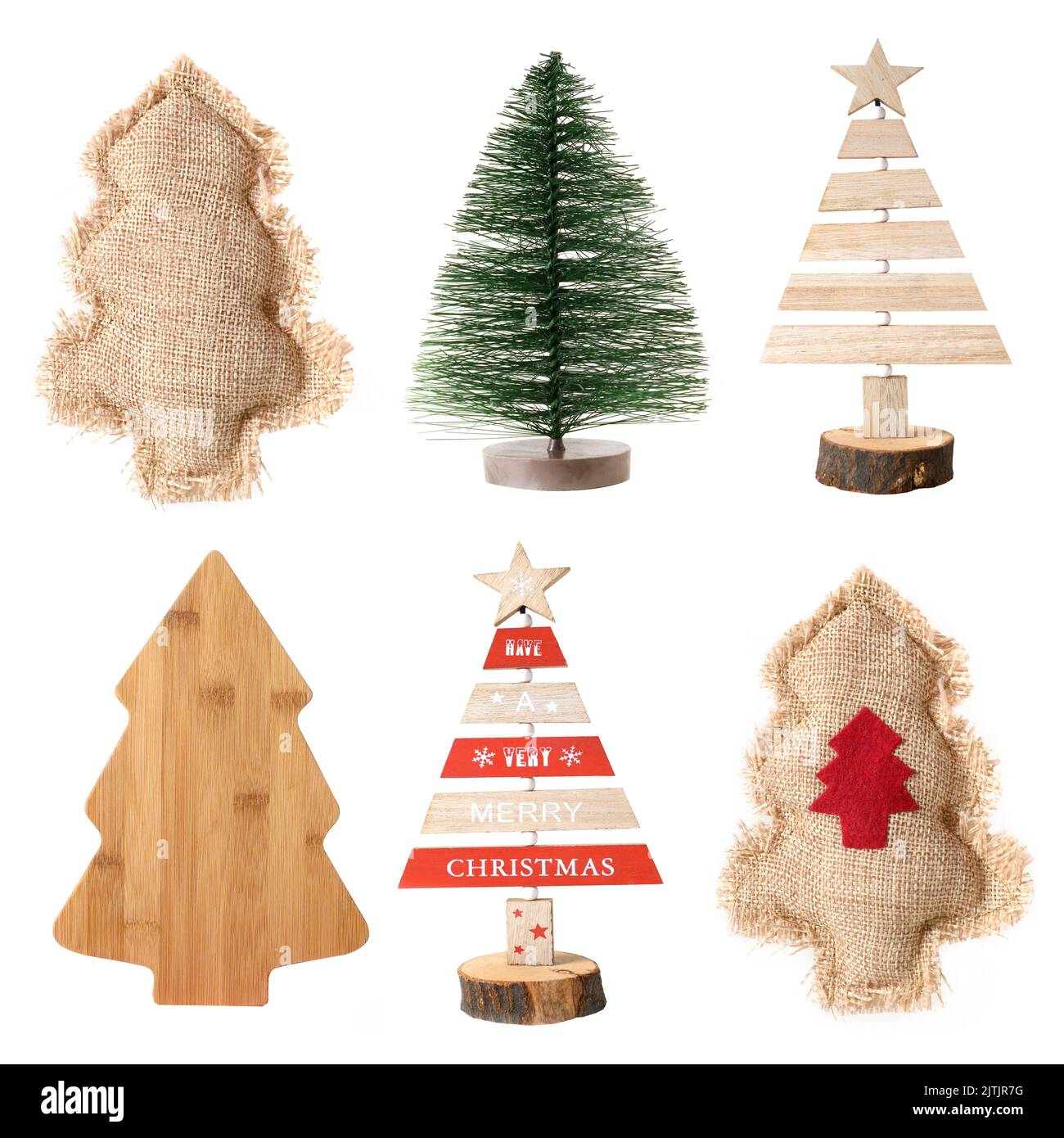 Set of different Christmas trees isolated on white background Stock