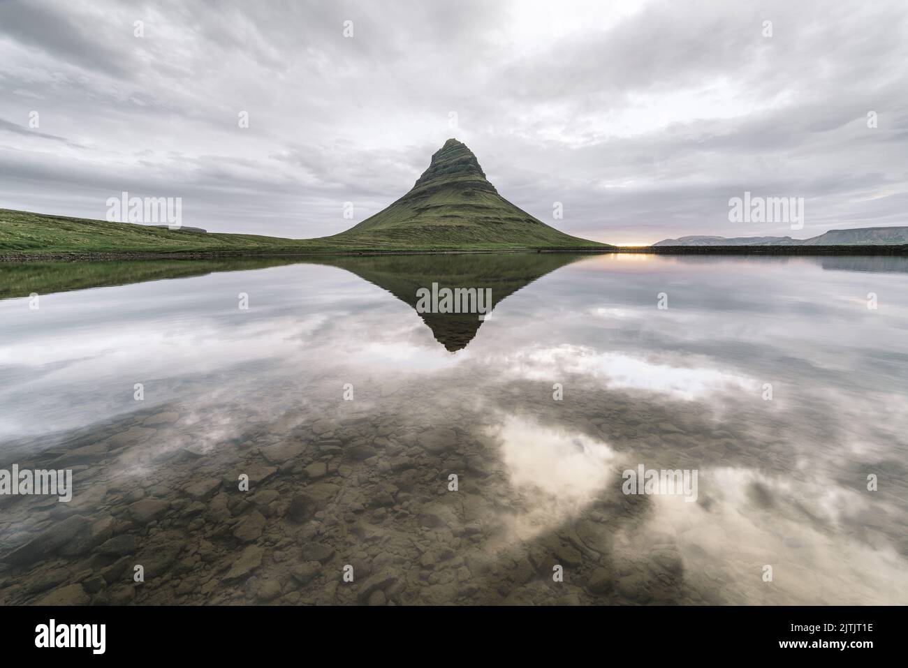 Kirkjufell mountain and lake in Iceland Stock Photo