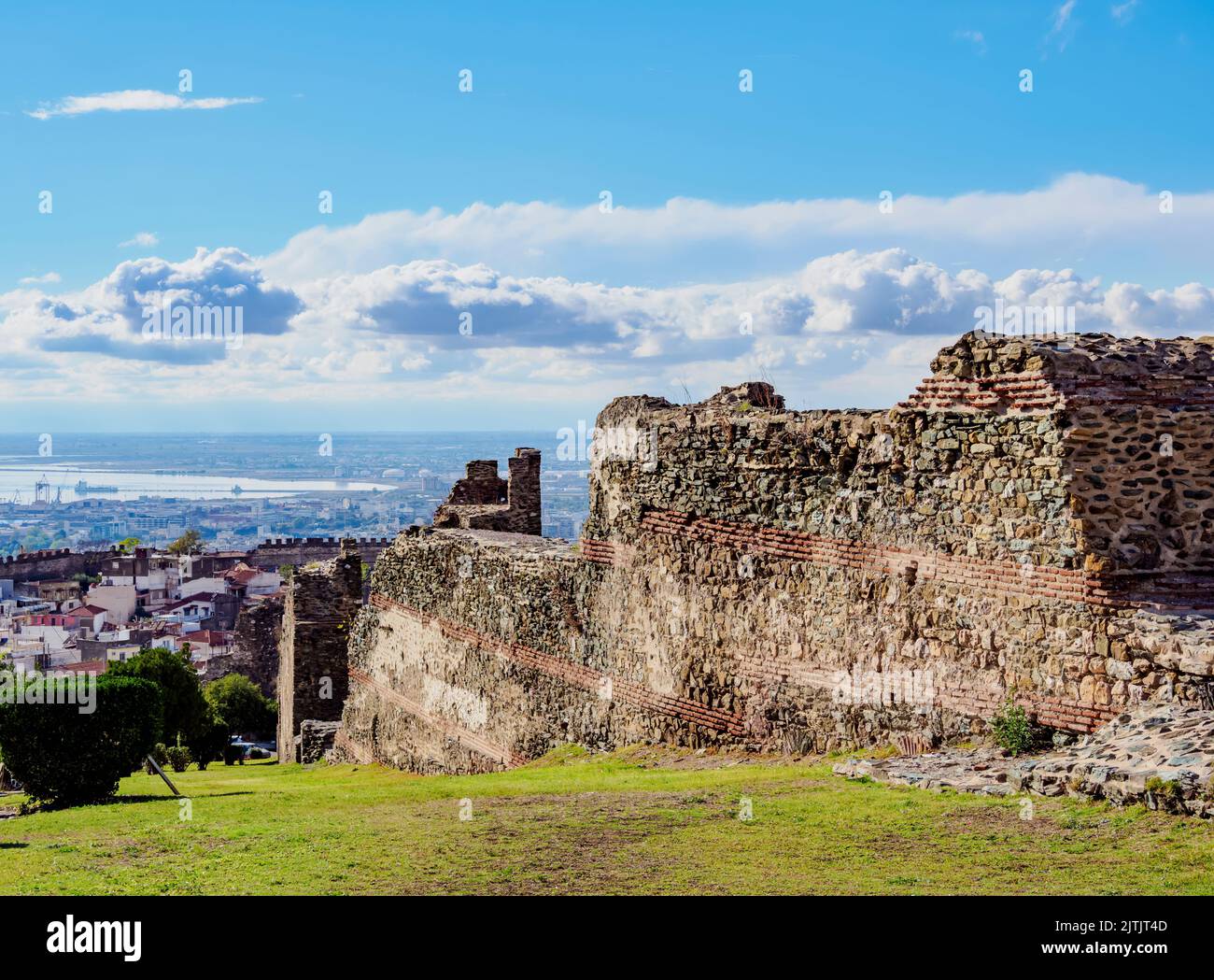 Walls of Ano Poli, the Upper Town, Thessaloniki, Central Macedonia, Greece Stock Photo