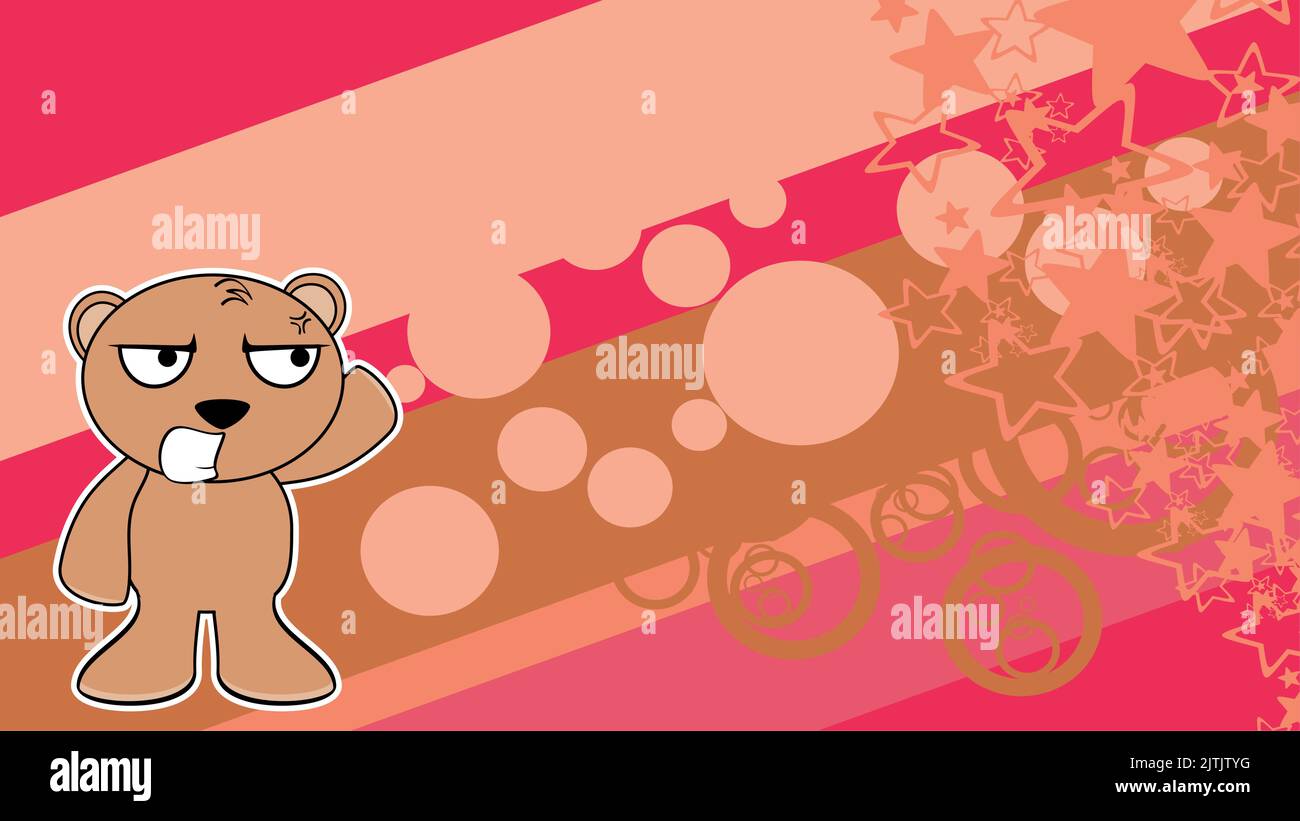 cute grumpy teddy bear character cartoon background in vector format ...
