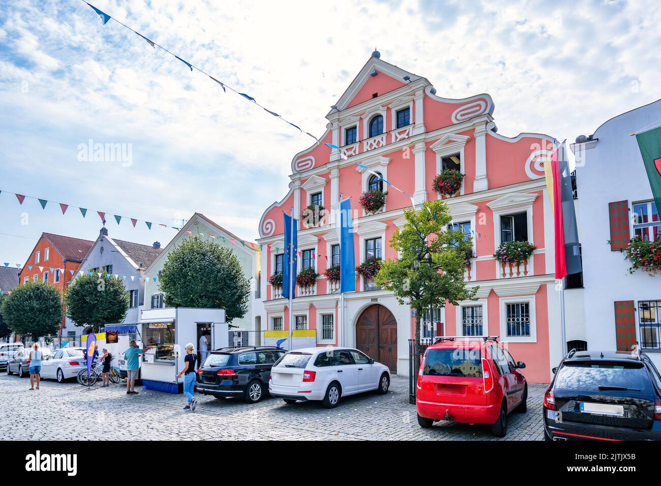 Market place in Kelheim, Bavaria, Germany Stock Photo