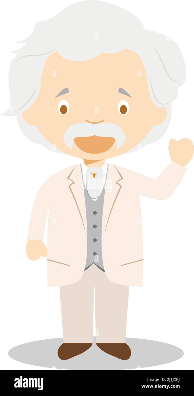 Mark Twain cartoon character. Vector Illustration. Kids History Collection. Stock Vector