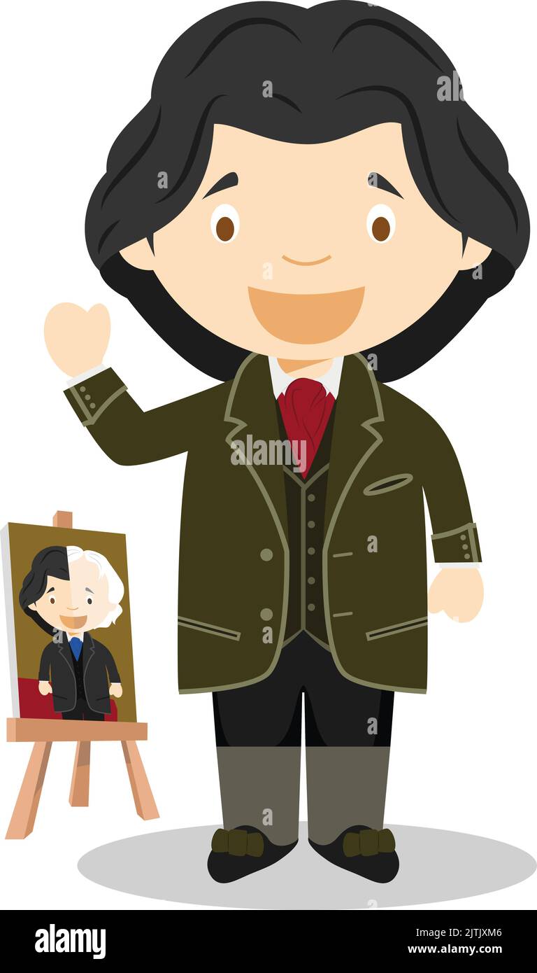 Oscar Wilde cartoon character. Vector Illustration. Kids History Collection. Stock Vector