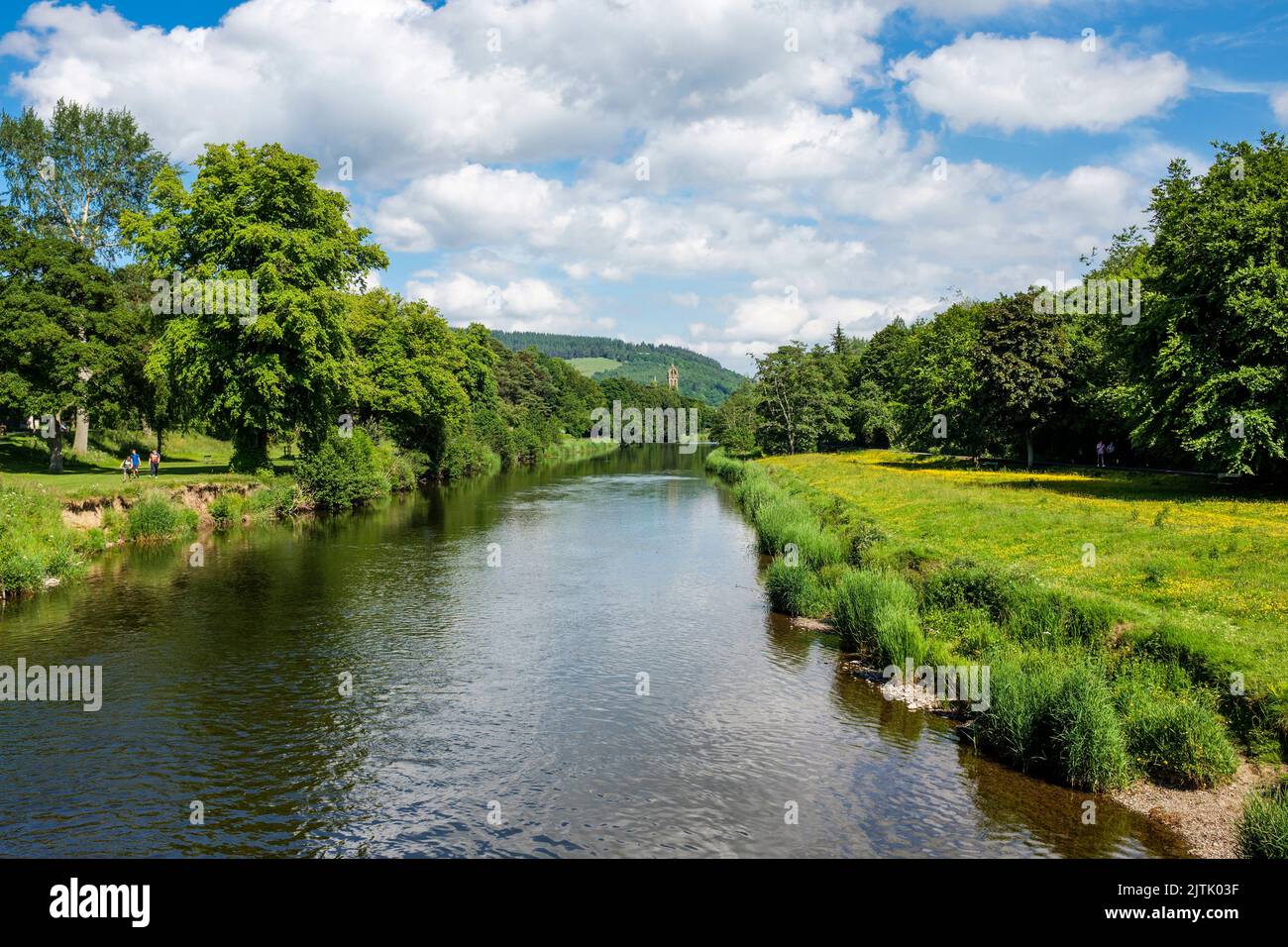 River Tweed, Hay Lodge Park, Peebles in the Scottish Borders, Scotland, UK Stock Photo