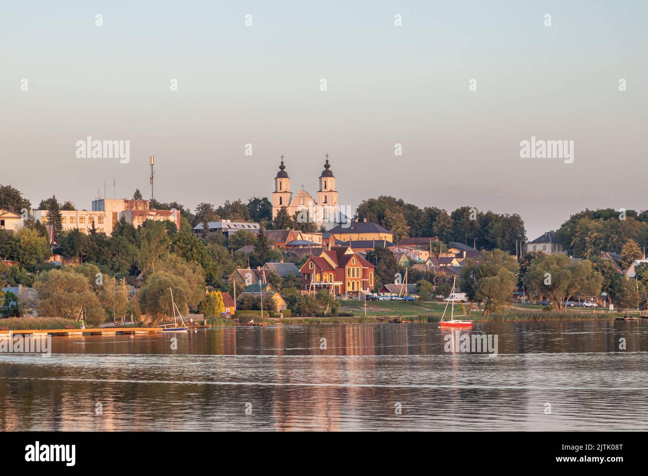 The sunset in the city of Zarasai in Lithuania Stock Photo - Alamy