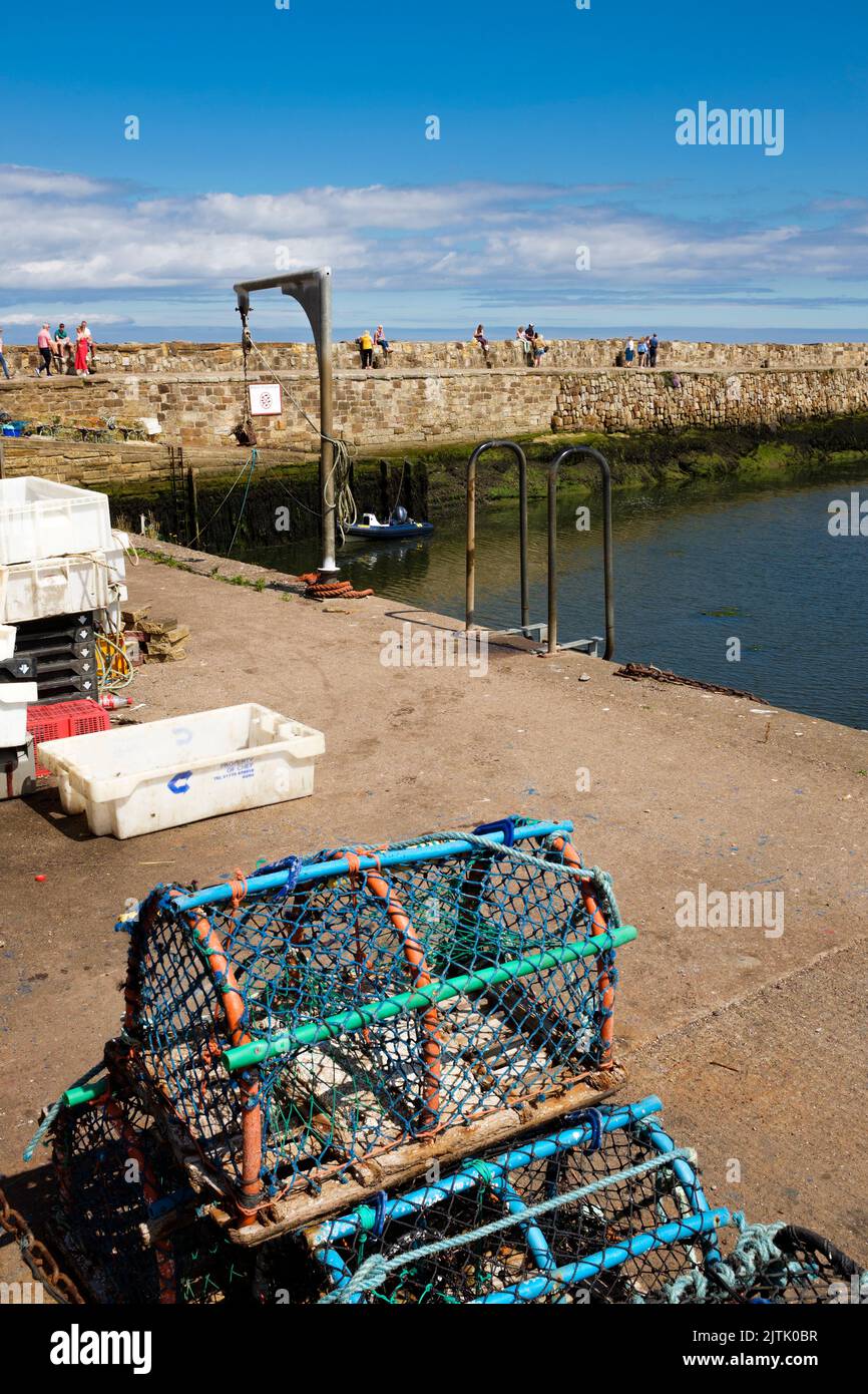 Lobster Pots at St Andrews Harbour, St Andrews, Fife, Scotland, UK Stock Photo