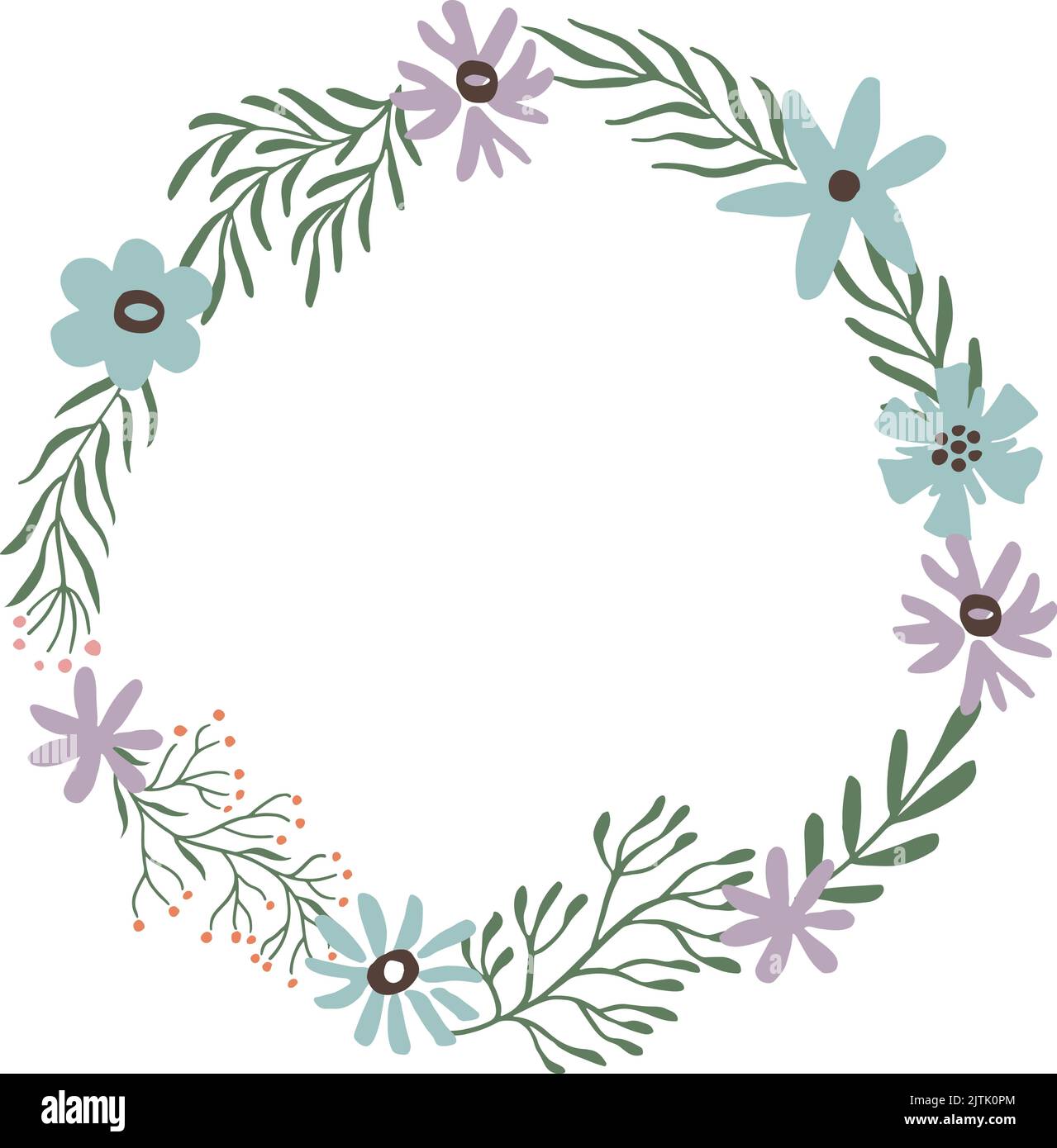 Natural wreath decoration. Delicate floral round frame Stock Vector ...