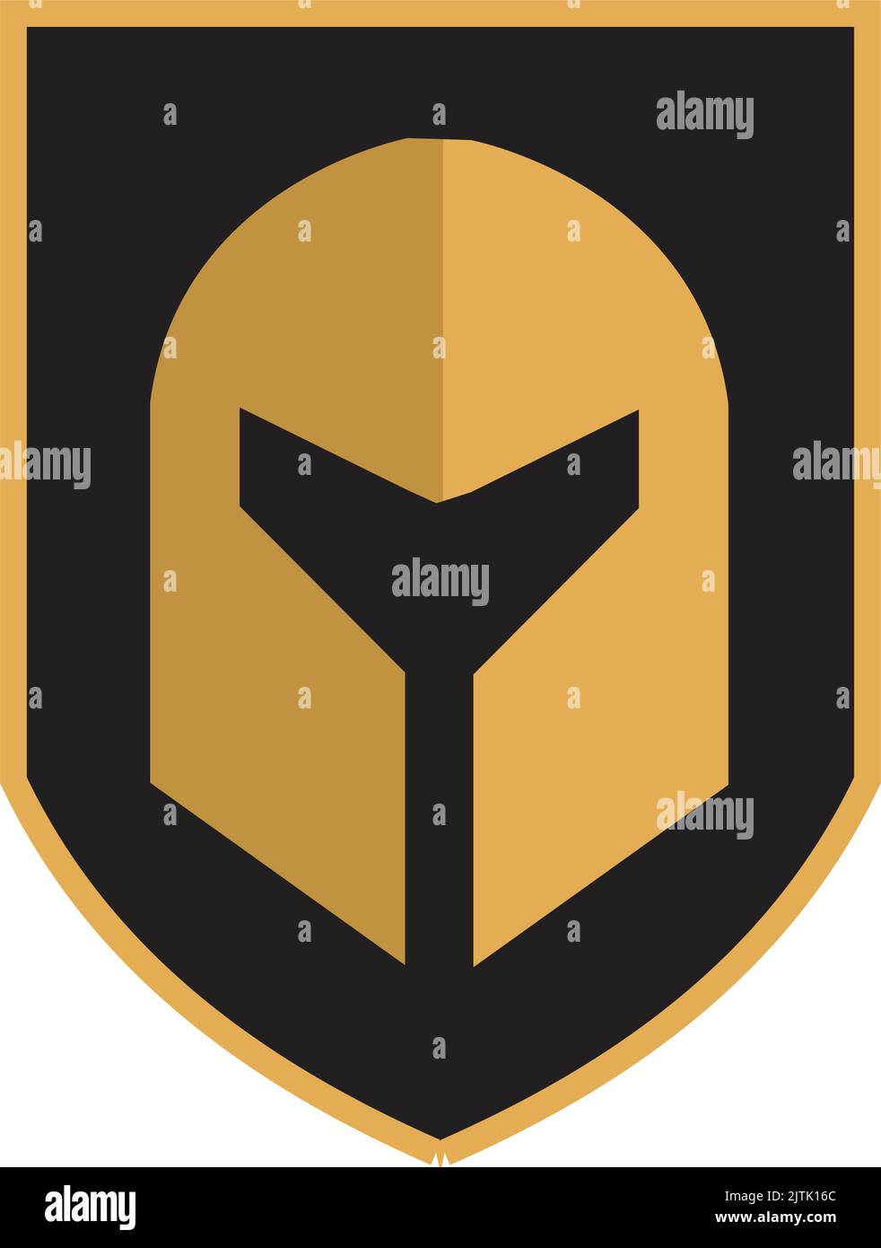A design of old medieval helmet shield emblem on white background Stock