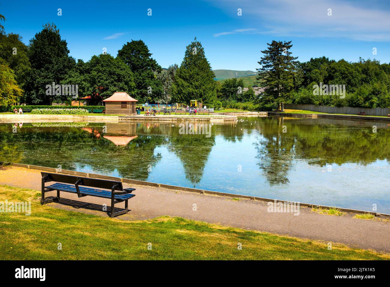 Pond in Station Park, Moffat, Scotland, UK Stock Photo