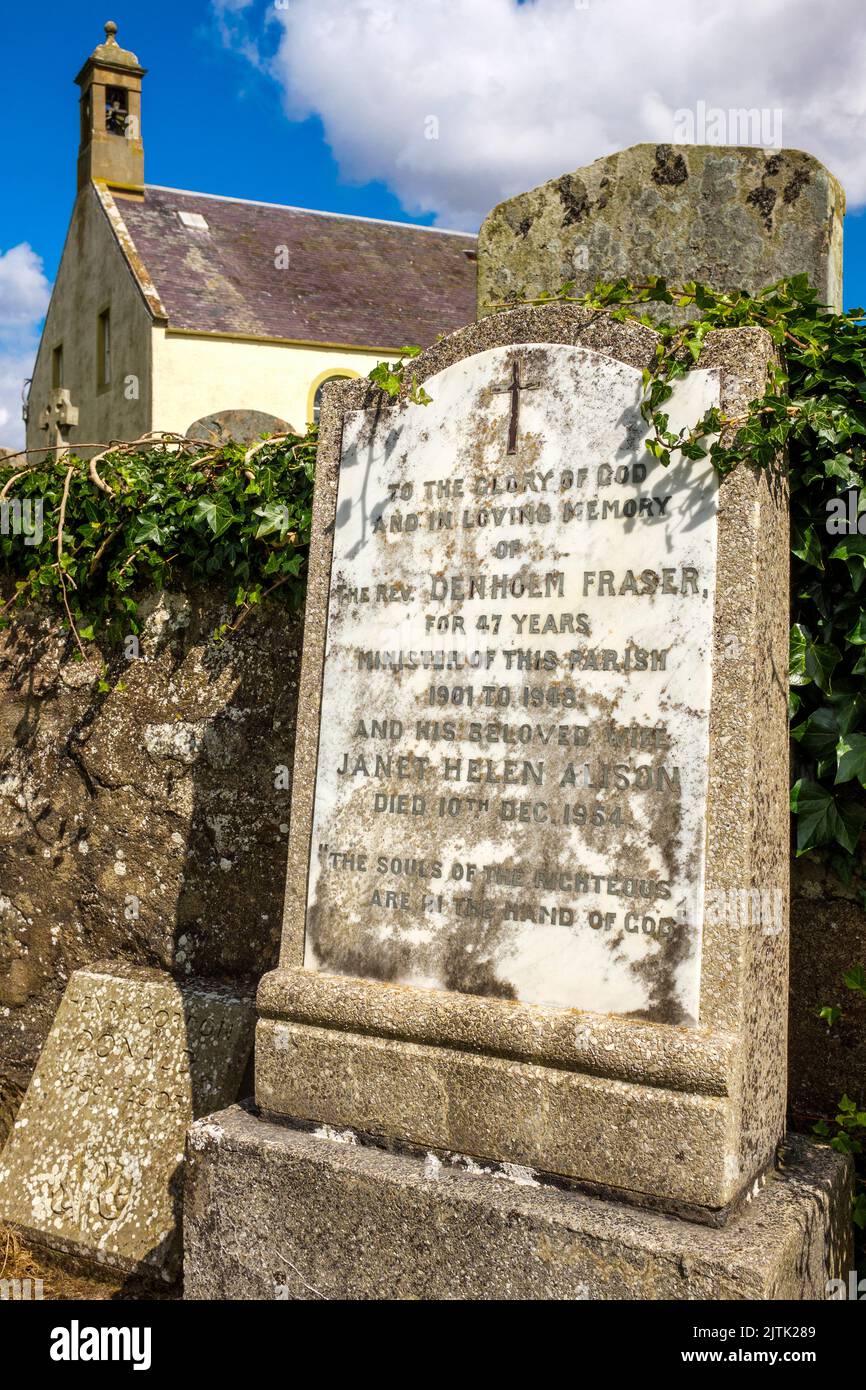 Headstone of the Rev Denholm Fraser at Sprouston Kirk, in the Scottish Borders, Scotland, UK Stock Photo