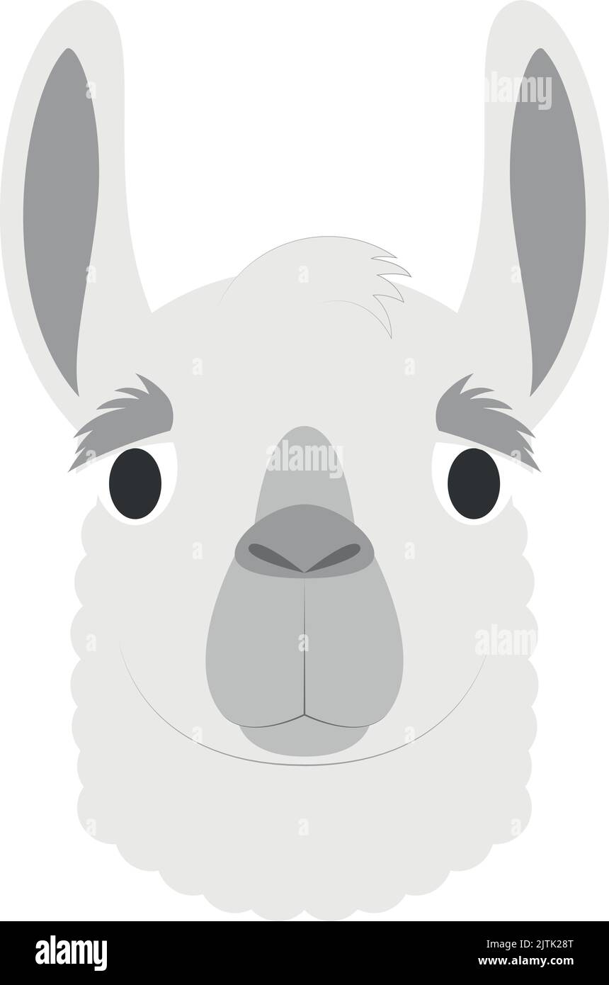 Llama face in cartoon style for children. Animal Faces Vector illustration Series Stock Vector