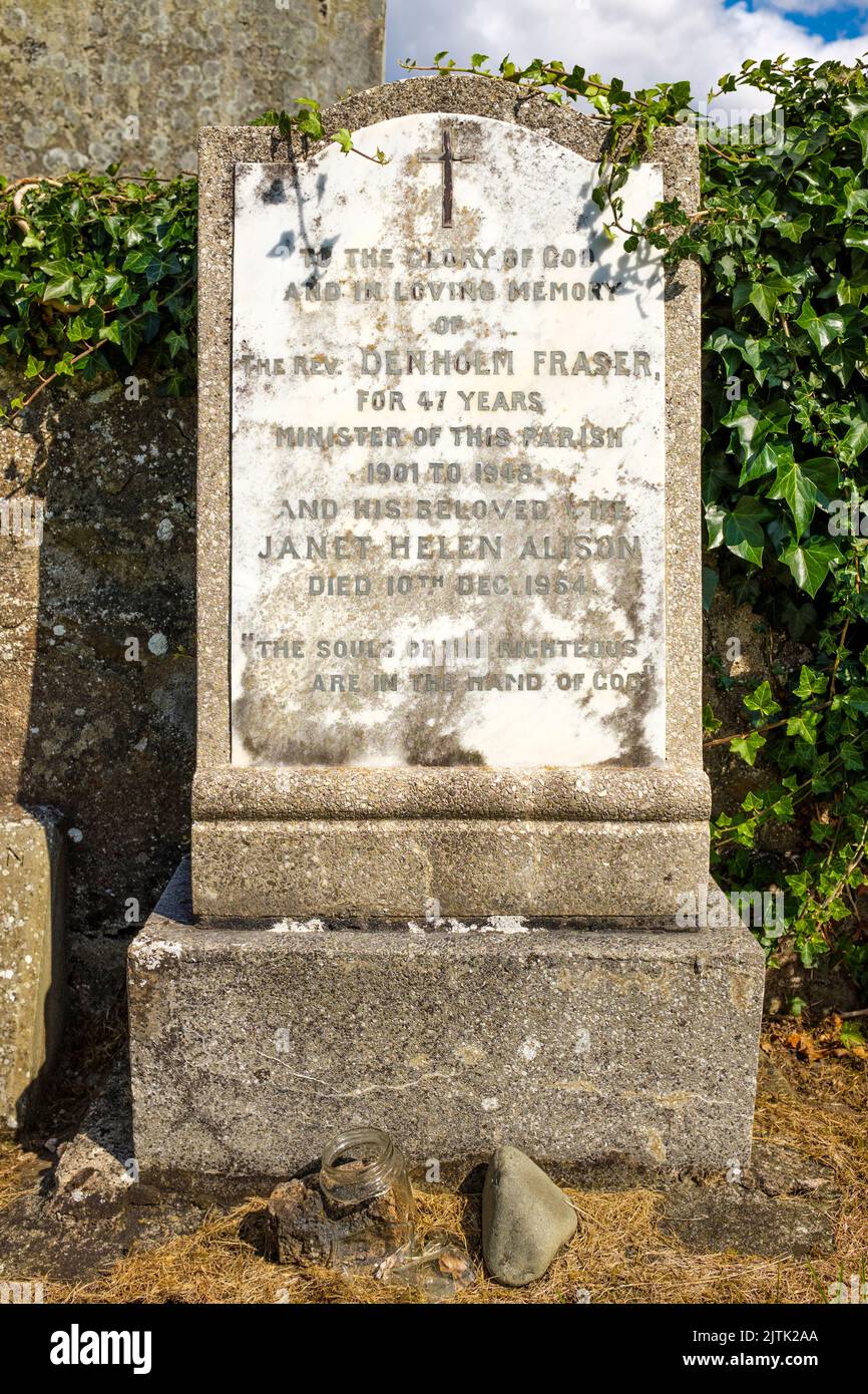 Headstone of the Rev Denholm Fraser at Sprouston Kirk, in the Scottish