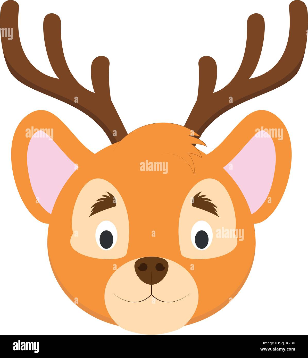 Deer face in cartoon style for children. Animal Faces Vector illustration Series Stock Vector