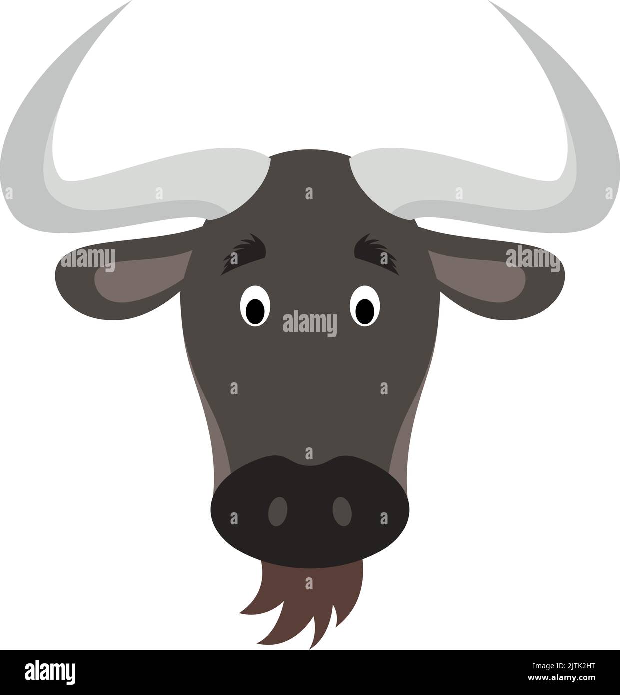 Wildebeest face in cartoon style for children. Animal Faces Vector illustration Series Stock Vector