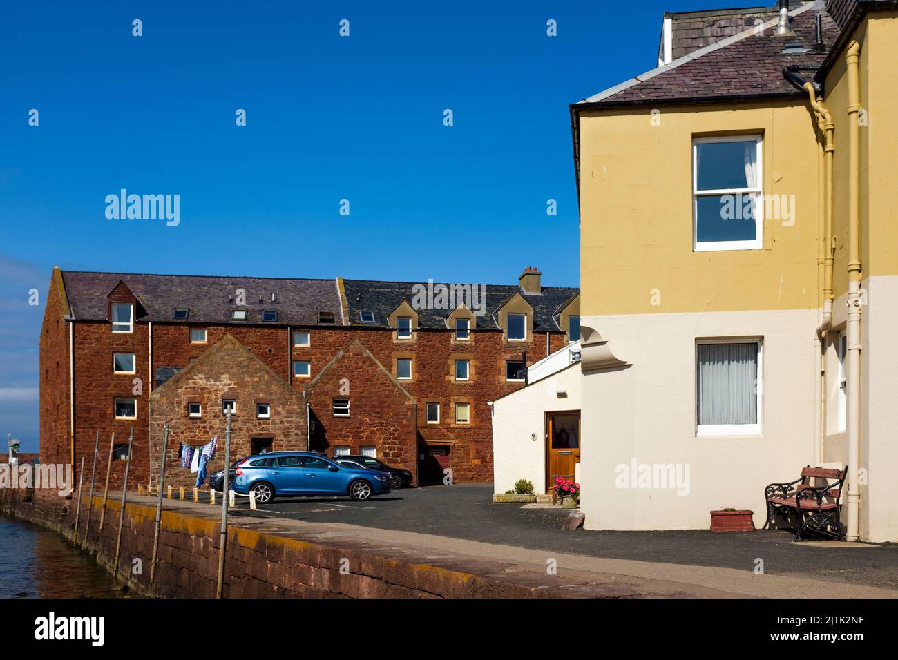 Cottages and converted warehouse at North Berwick Harbour, Scotland, UK Stock Photo