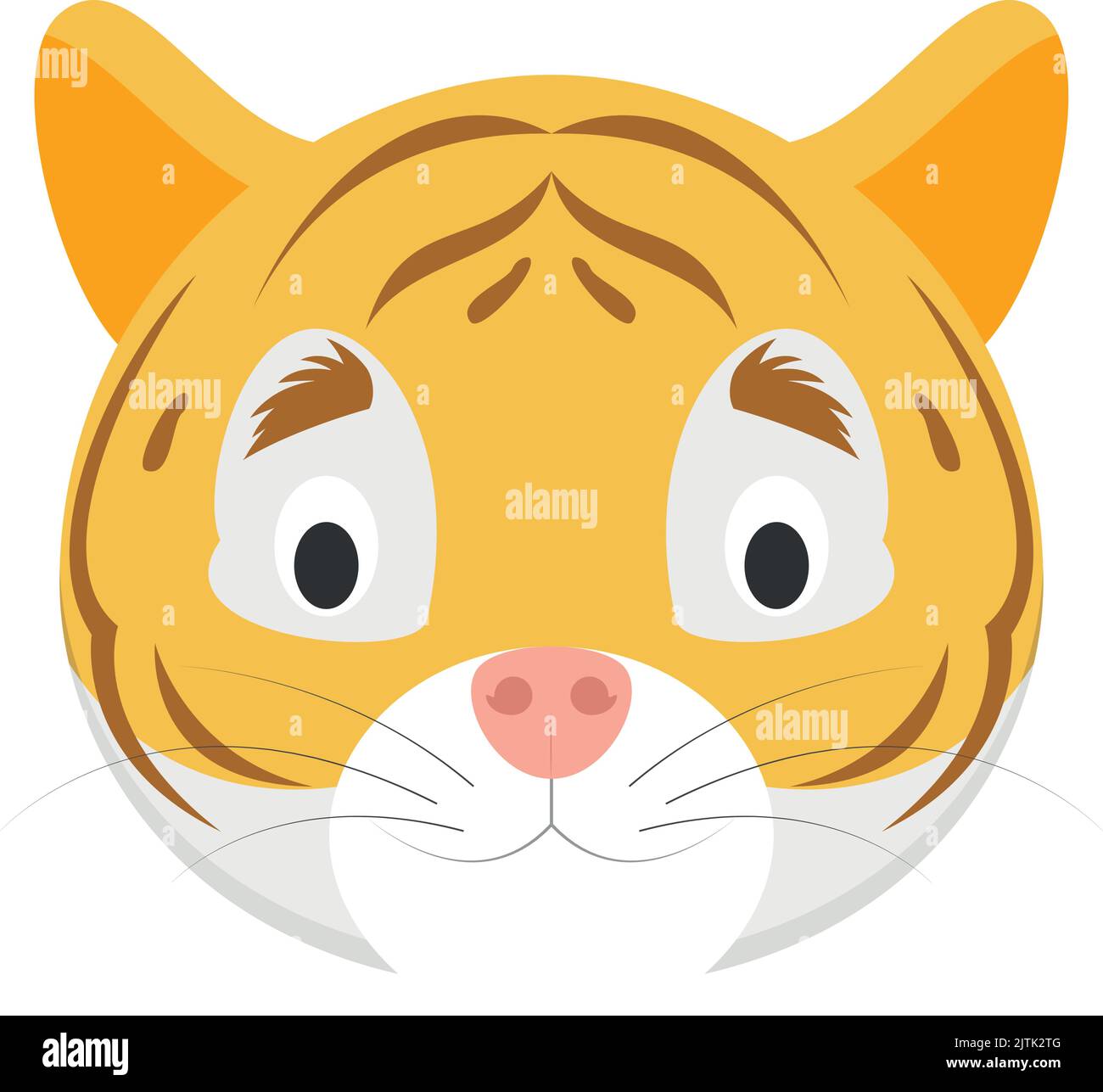 Tiger face in cartoon style for children. Animal Faces Vector illustration Series Stock Vector