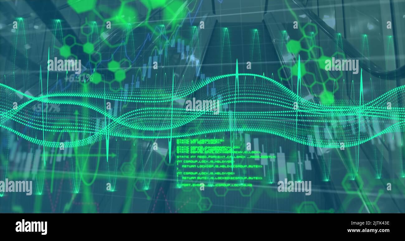 Image of digital programming language with graphical hexagonal shaped ...