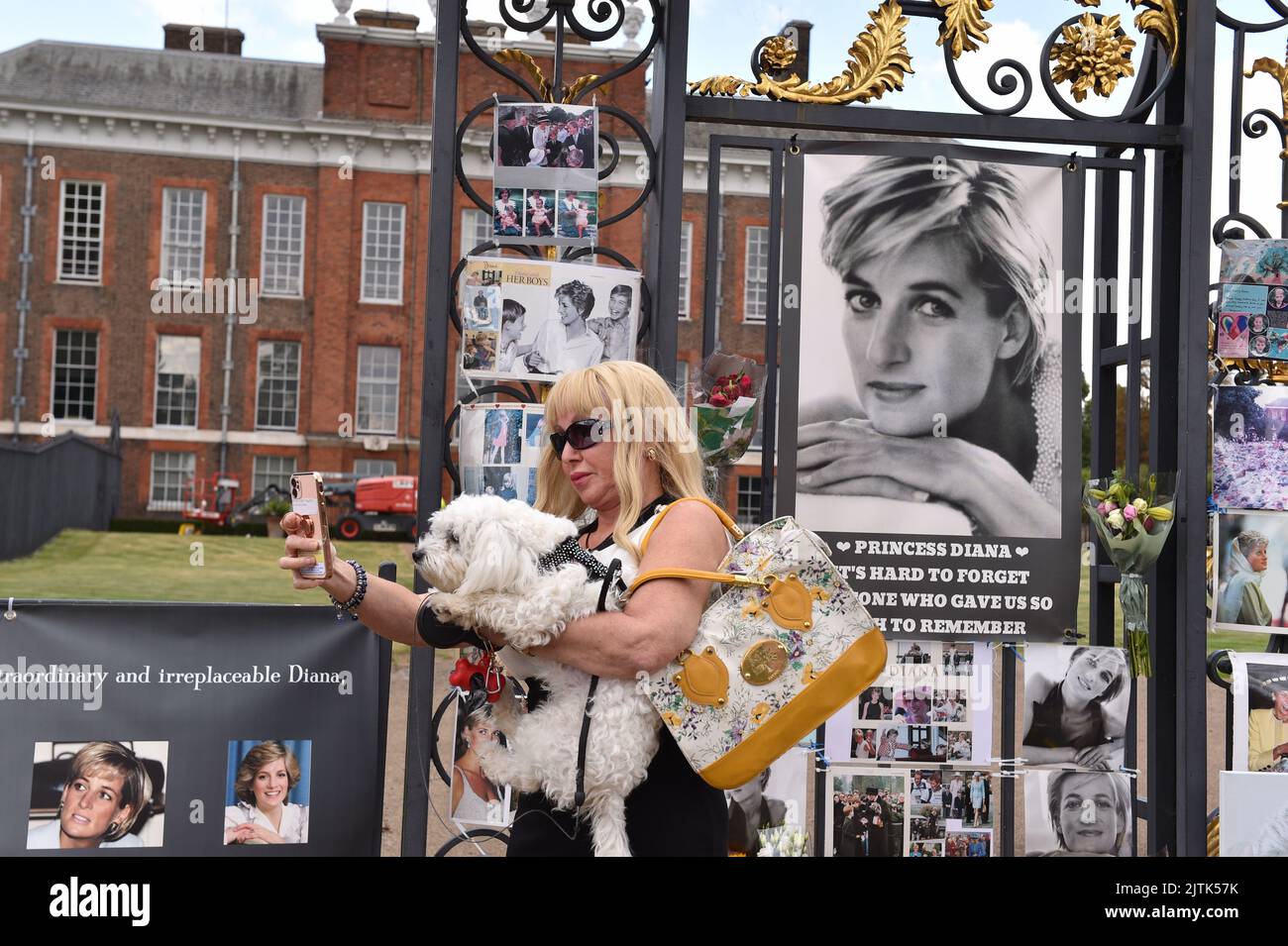 London, England, UK. 31st Aug, 2022. Tributes to Princess of Wales, on the 25th anniversary of Princess Diana's death at Golden Gates opposite Kensington Palace in London, UK (Credit Image: © Thomas Krych/ZUMA Press Wire) Stock Photo