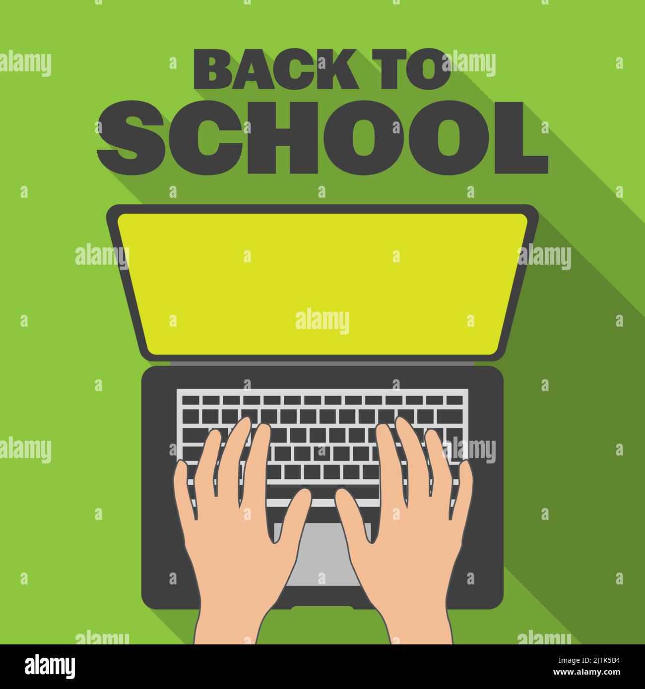back to school concept with student typing on laptop computer, vector illustration Stock Vector
