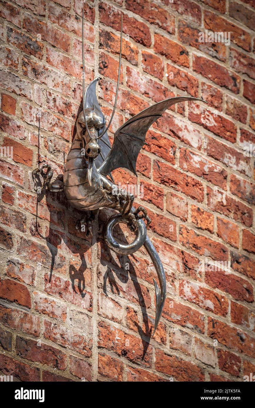 Shakespeare North theatre street sculpture of the dragon in Prescot. Stock Photo