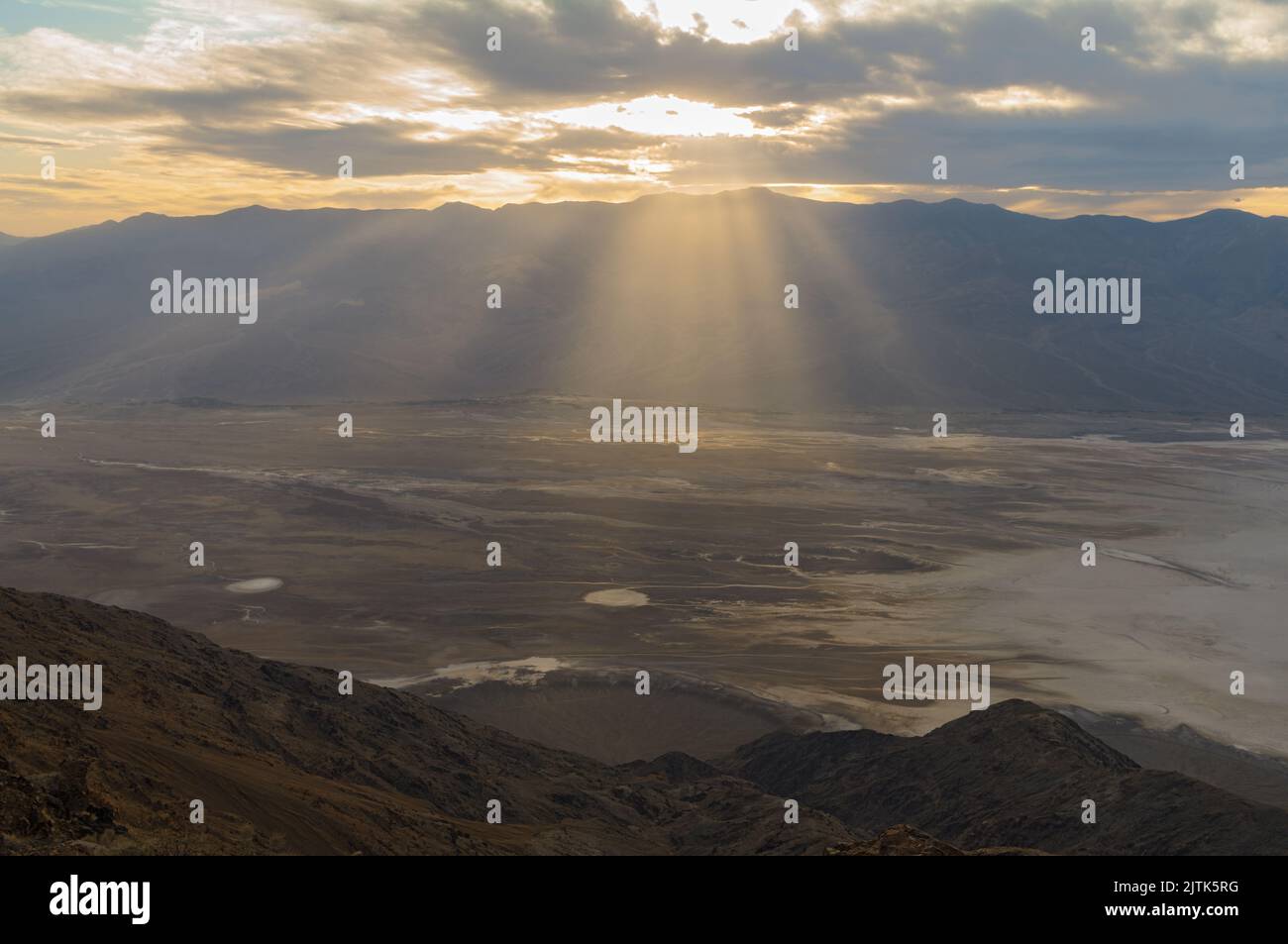 Sun rays at Dante's View in Death Valley. Stock Photo