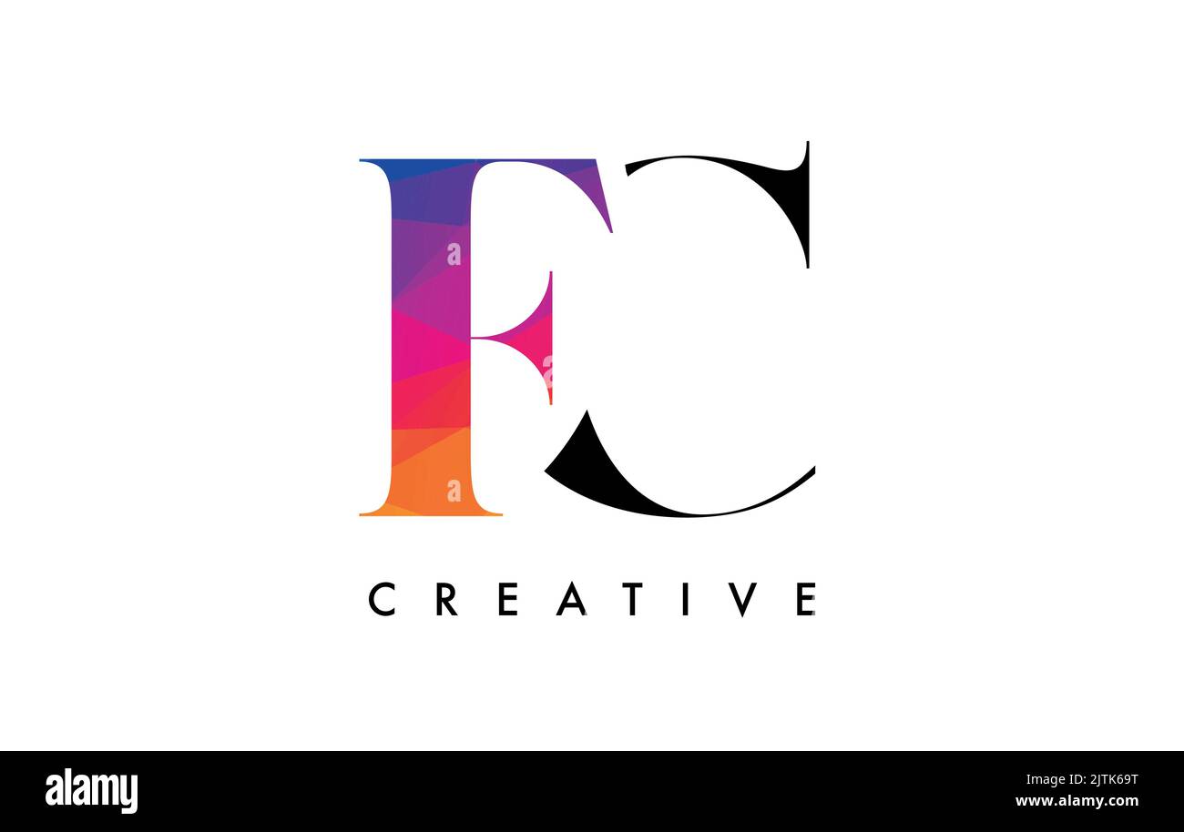 FC Letter Design With Creative Cut And Colorful Rainbow Texture CF fc-letter-design-with-creative-cut-and-colorful-rainbow-texture-cf