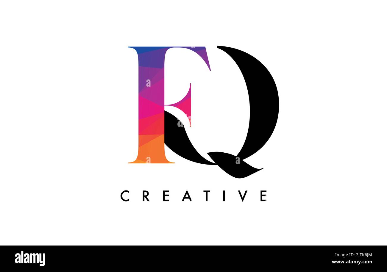 FQ Letter Design with Creative Cut and Colorful Rainbow Texture. FQ ...