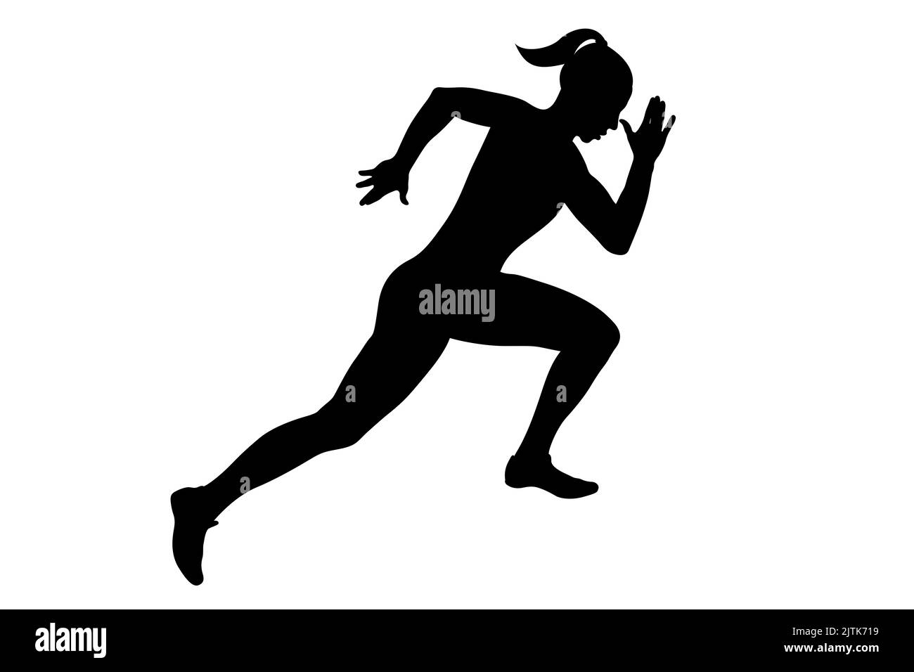 female sprinter running black silhouette Stock Photo