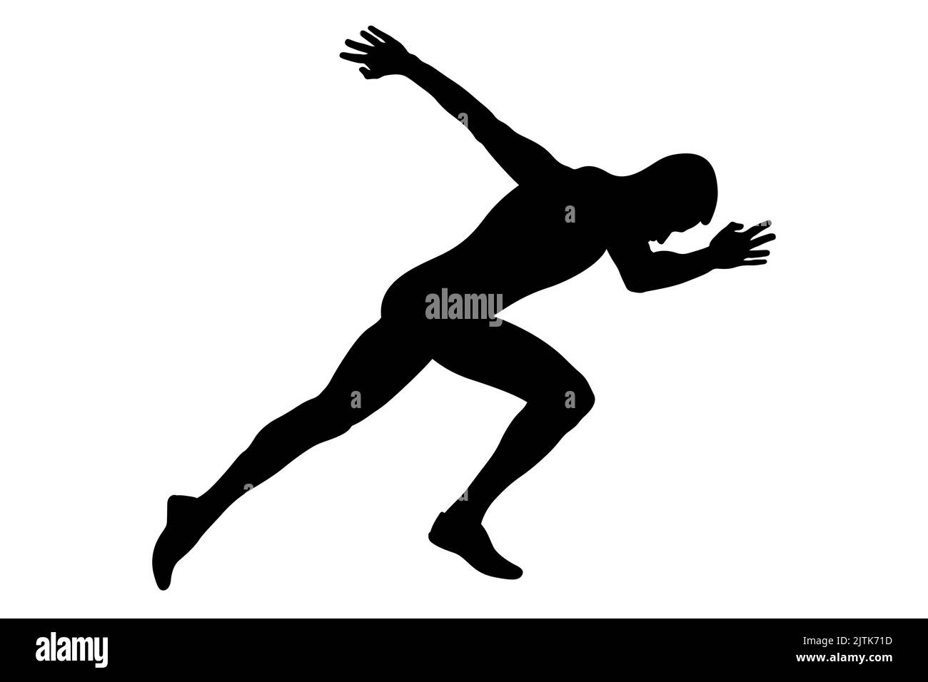 male sprinter starting running black silhouette Stock Photo