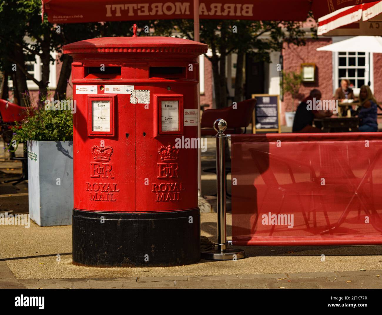 Post Box outside of the Post Office in Abergavenny, Monmouthshire, Wales Stock Photo