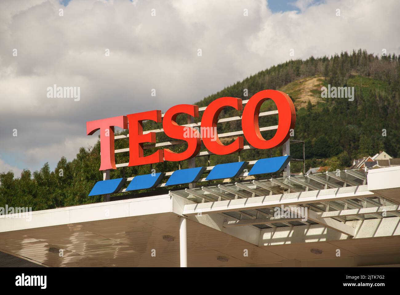 Tesco supermarket sign Stock Photo