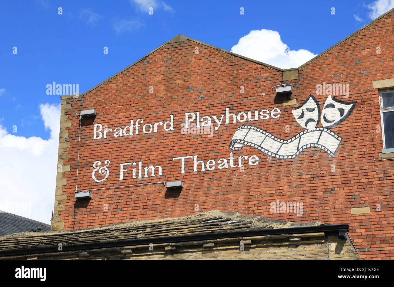 Bradford Playhouse in Little Germany, a unique area of the centre of the City, built between 1855 and 1890, when the city had a booming wool industry. Stock Photo
