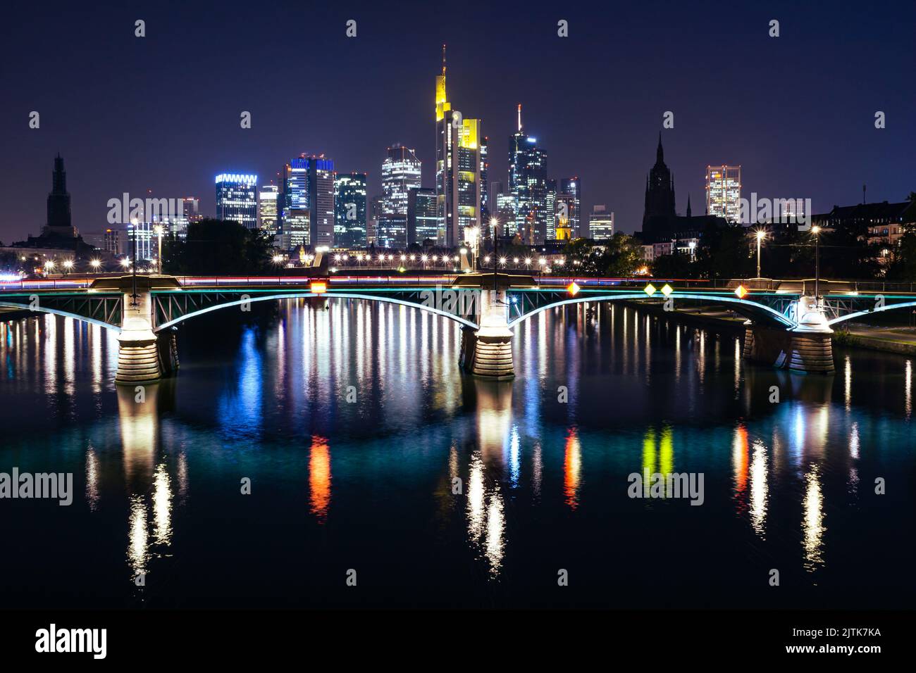 skyline of Frankfurt at night Stock Photo - Alamy