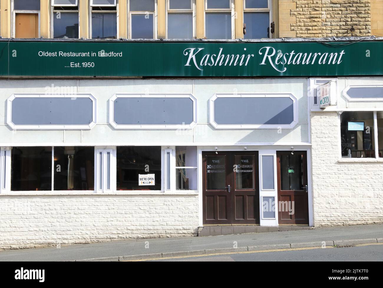 Asian restaurants in Bradford, the Curry Capital of the UK, in West Yorkshire. Stock Photo