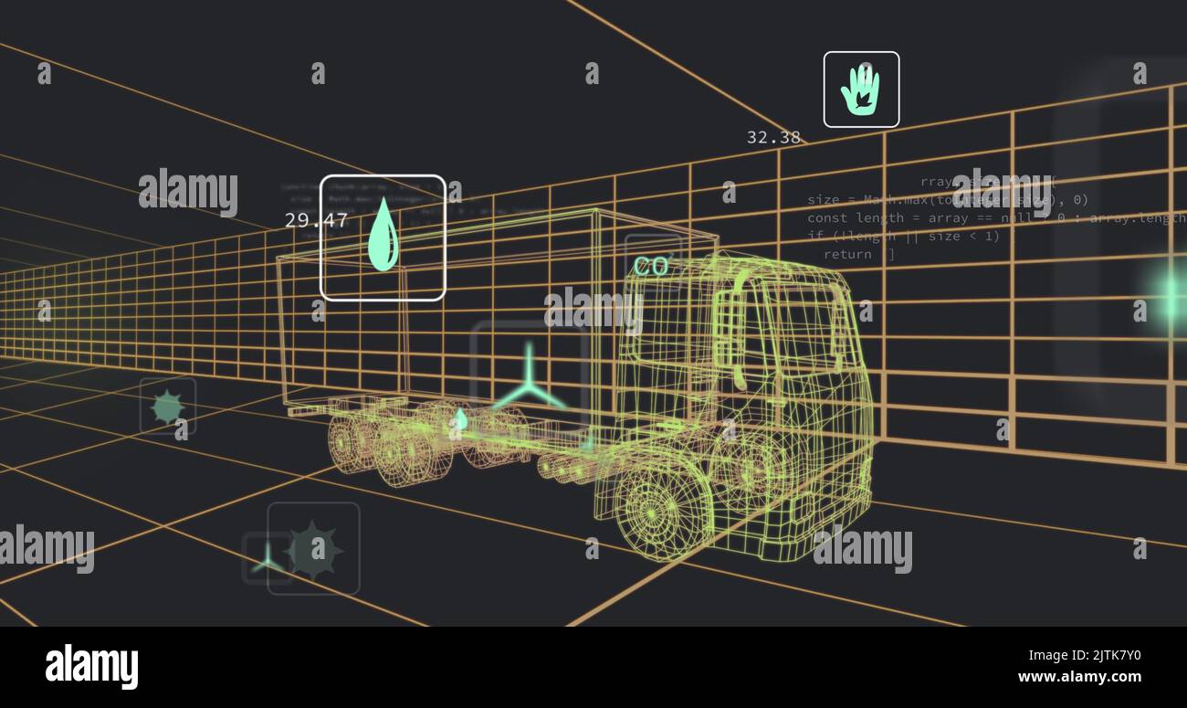 Image of car image over car image spinning over car model Stock Photo